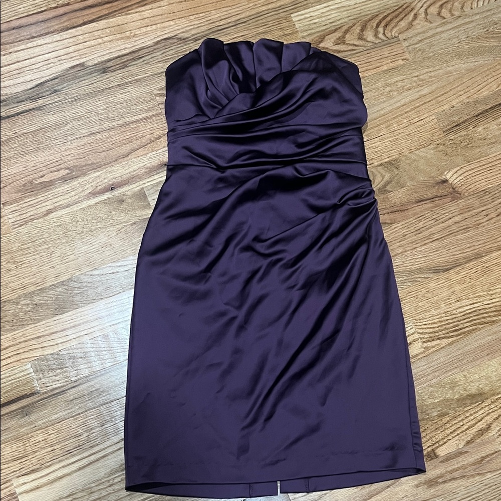 David's Bridal Strapless Dark Purple Dress